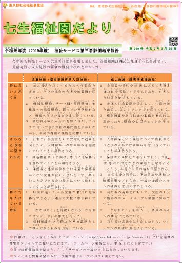 「七生福祉園だより」第269号の表紙